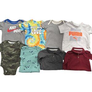Bundle of 8 mixed baby boy onesies & shirts Sizes 0-3mo through 3-6 mo
